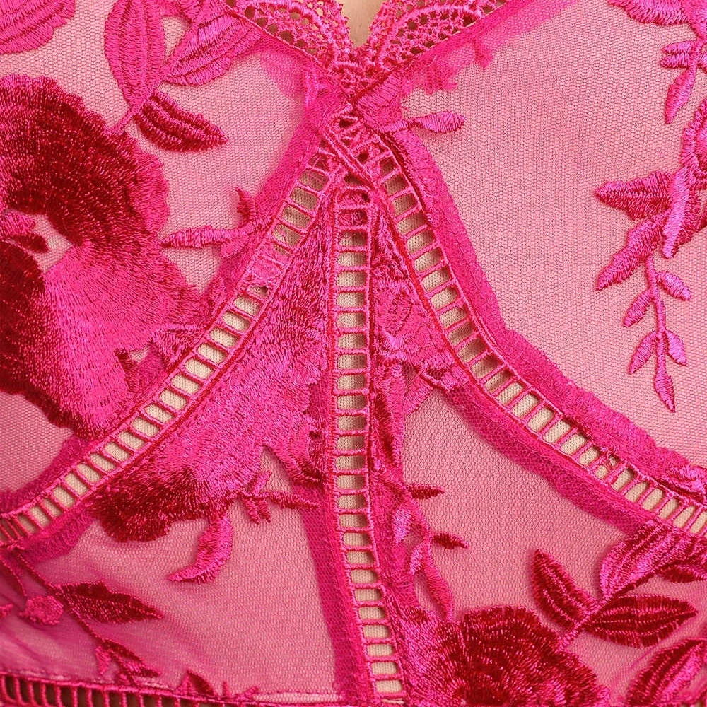 LULUS Deeply Cherished Hot Pink Lace Midi Dress XL - Picture 9 of 13